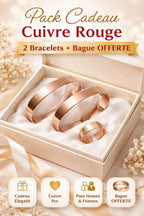 Pack Cadeau Cuivre Rouge – 2 Bracelets + Bague Offerte
